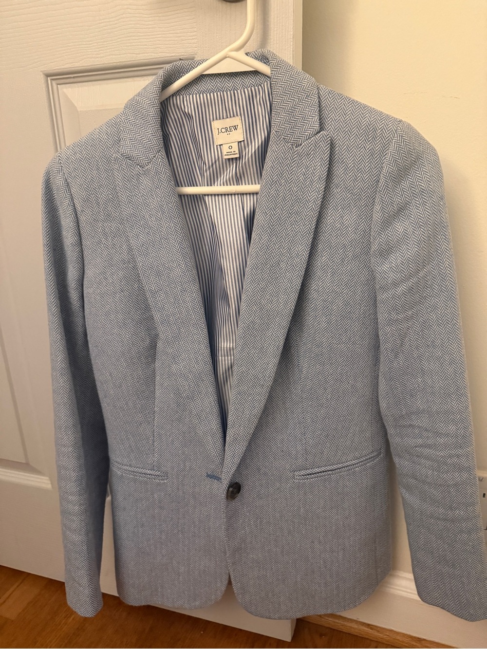 J. Crew Light Blue Herringbone Tailored Blazer